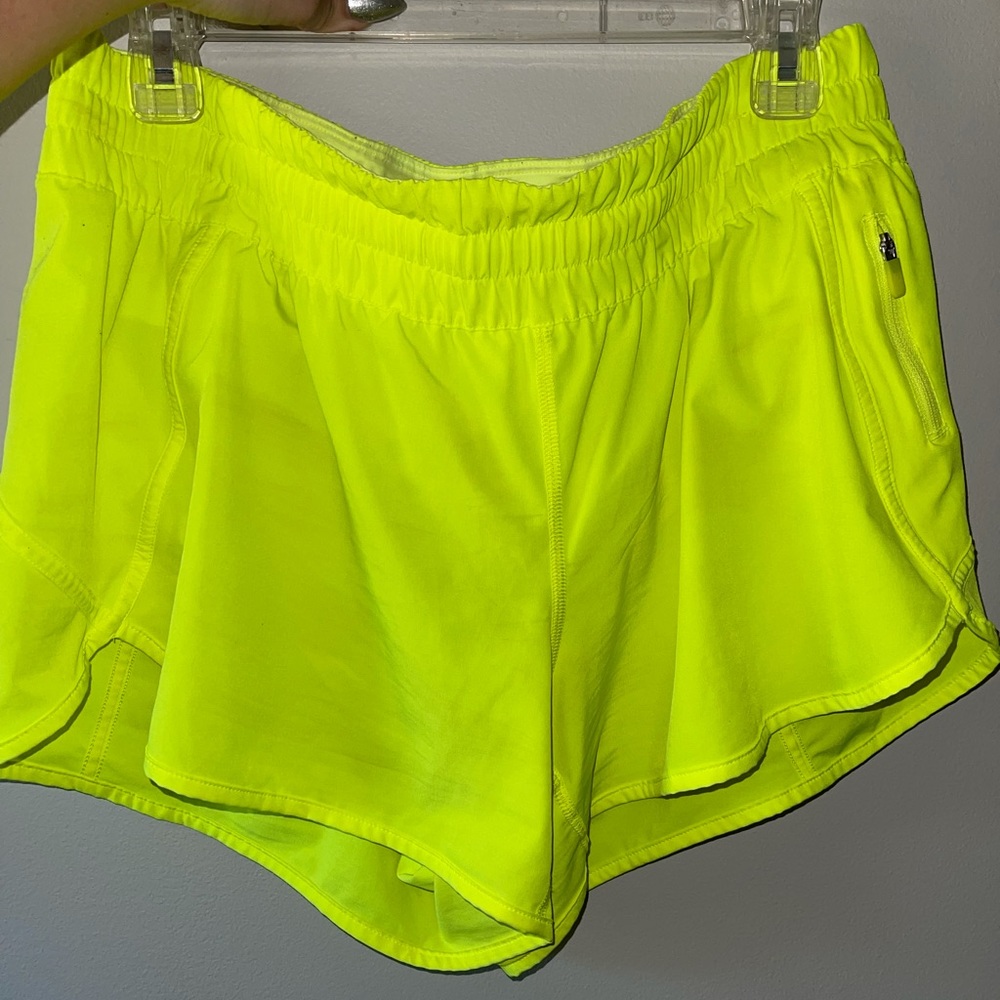 5” neon yellow lululemon shorts